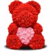 Подарочный мишка из бутонов роз с сердцем (40 см.)